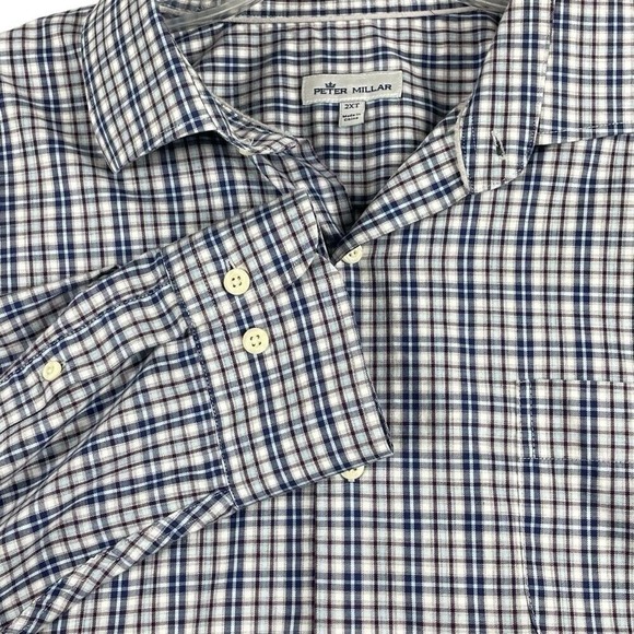Peter Millar Other - Men's Peter Millar Multi-Tone Blue & Brown Plaid Long Sleeve Button DN 2XLT 0013